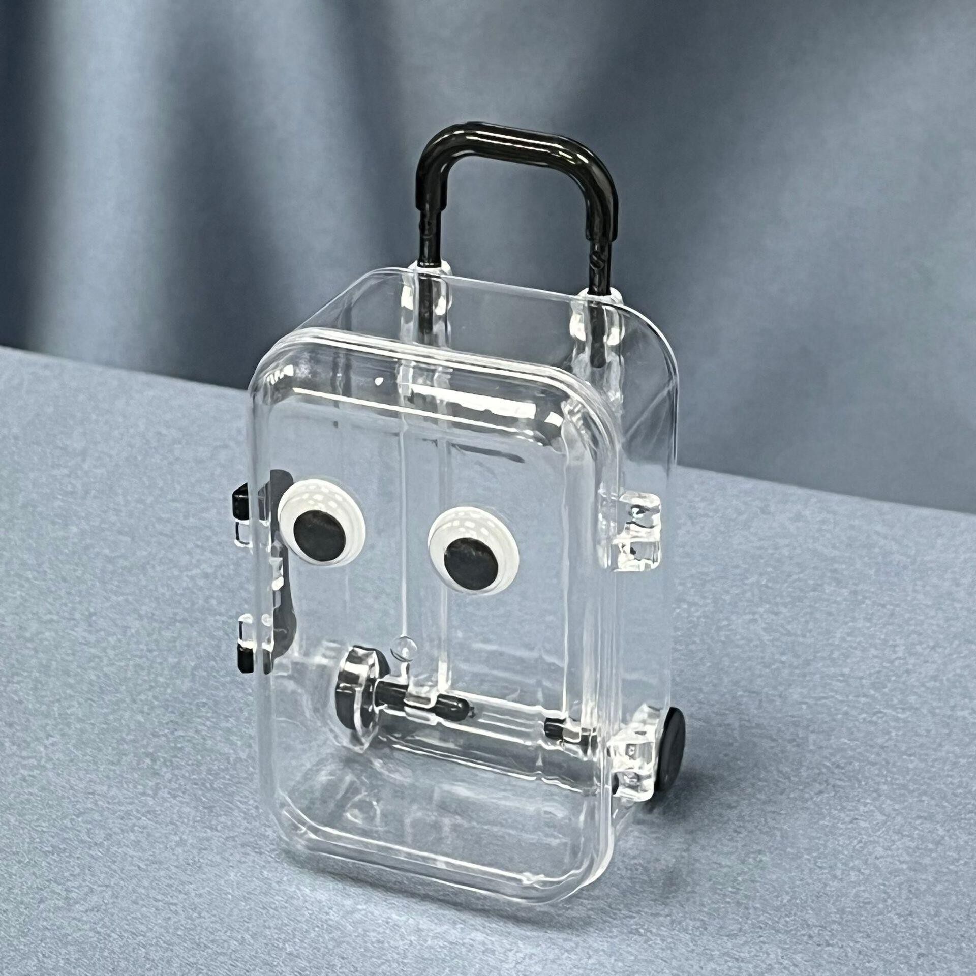 Mini Ultra-Small Trolley Case Storage Box, Direct Sales from the Manufacturer, Retractable Wheels, Movable, Transparent, Cute for Jewelry