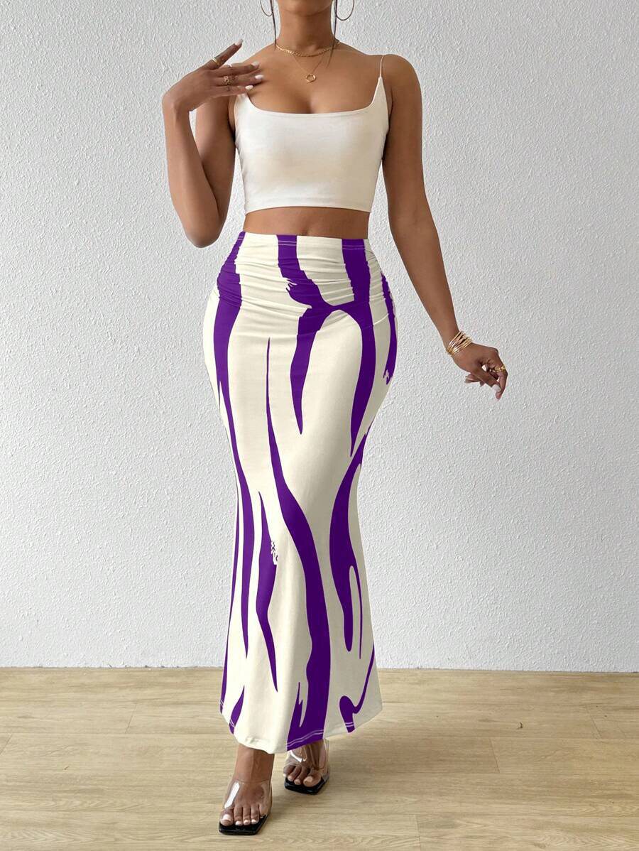 High Waisted Pencil Skirt Slimming Zebra Print Fishtail Design Comfortable Fit Perfect for Parties and Events