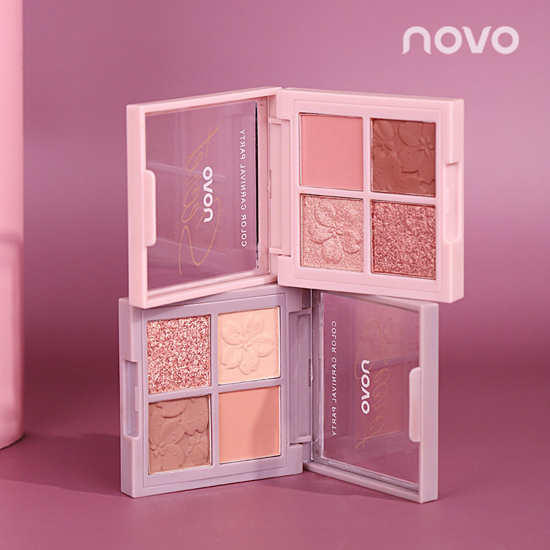 Makeup Novo5330 Four-Color Eyeshadow Palette for Female Students, Popular on Social Media, Pearlescent Earth-Toned Eyeshadow Palette