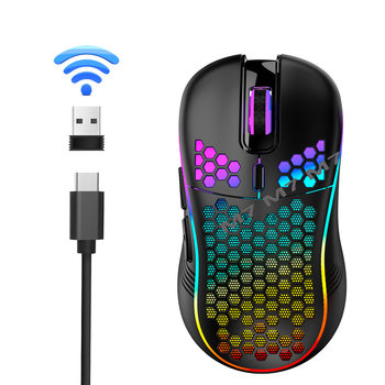 Wireless Perforated Honeycomb Charging Mouse, Lightweight Gaming Mouse with Type-C Interface, Wired Lightweight Design