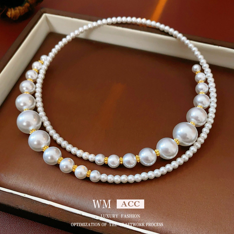 Irregular Cross Pearl Necklace, Versatile, High-End, Fashionable Clavicle Chain, French Retro Light Luxury Necklace for Women