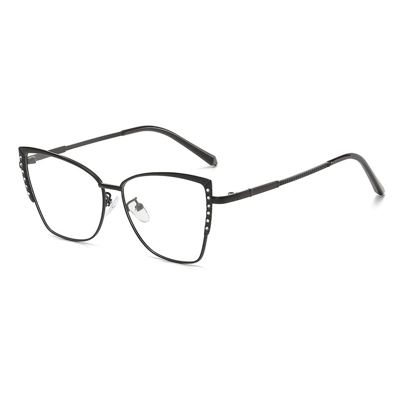 Fashionable Cat-Eye Flat Glasses, Trendy Ultra-Light Glasses Frames, Retro Color-Changing Anti-Blue Light Glasses, Metal Color-Changing Glasses, Foreign Trade