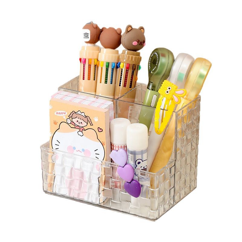 TikTok Desktop Transparent Storage Box Remote Control Cosmetic Box Office Stationery Multifunctional Storage Box Storage Rack