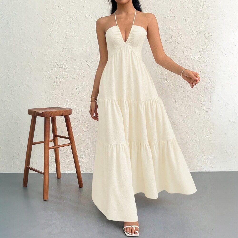 Elegant Womens Beach Maxi Dress Sexy Spaghetti Straps Lightweight Fabric Summer Style Wholesale Available