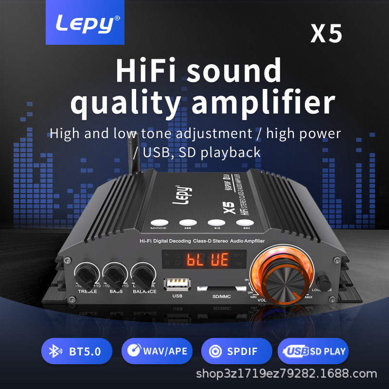 Bluetooth Amplifier Class D Digital Coaxial Hifi Amplifier, Lossless Format Music Playback X5