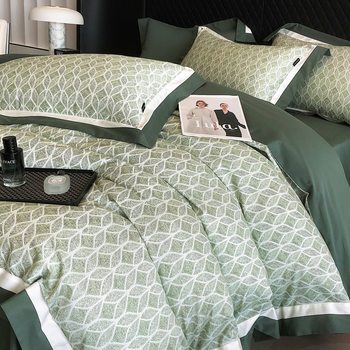 High-End Ultra-Soft Naked Sleeping 100S Long-Staple Cotton Brushed Four-Piece Set 2025 New Pure Cotton Bed Bed Sheets Quilt Cover Bedding