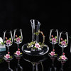 European Enamel Cherry Blossom High-End Red Wine Glass Set Tall Glass Red Wine Glass Wine Glass Decanter