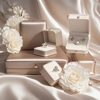 Guanyu Pu Crown Jewelry Box Waist Brushed Leather Earrings Pendant Bracelet Bracelet Gold Pearl Necklace Packaging Box