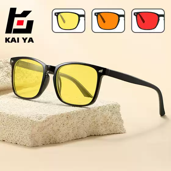 Cross-border retro night vision anti-blue light yellow men's and women's mobile phone flat lens computer competitive game eye protection glasses