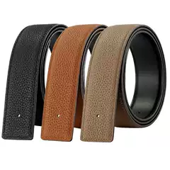 This line Belt men's and women's genuine leather top layer cowhide without buckle pure belt body litchi pattern unbuttoned youth pants belt strip