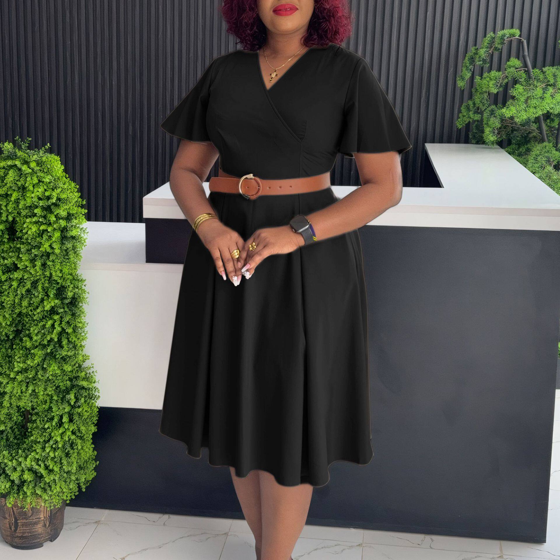 Summer Womens A Line Dress V Neck Bell Sleeves Casual Style Perfect for Everyday Wear Wholesale Available