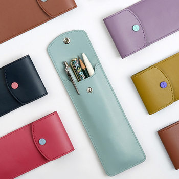 Hot-Selling Solid Color Pencil Case with Elastic Band and Snap Button Pencil Case Student Pen Case Conference Signature Pen Pencil Case