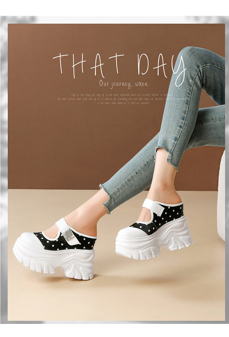 Sandal cao gót nữ hở mũi, đế xuồng 12 cm, quai bọc mũi, phối màu, phong cách dạo phố — [Đen], [Trắng], [Vàng nhạt] chi tiết 11