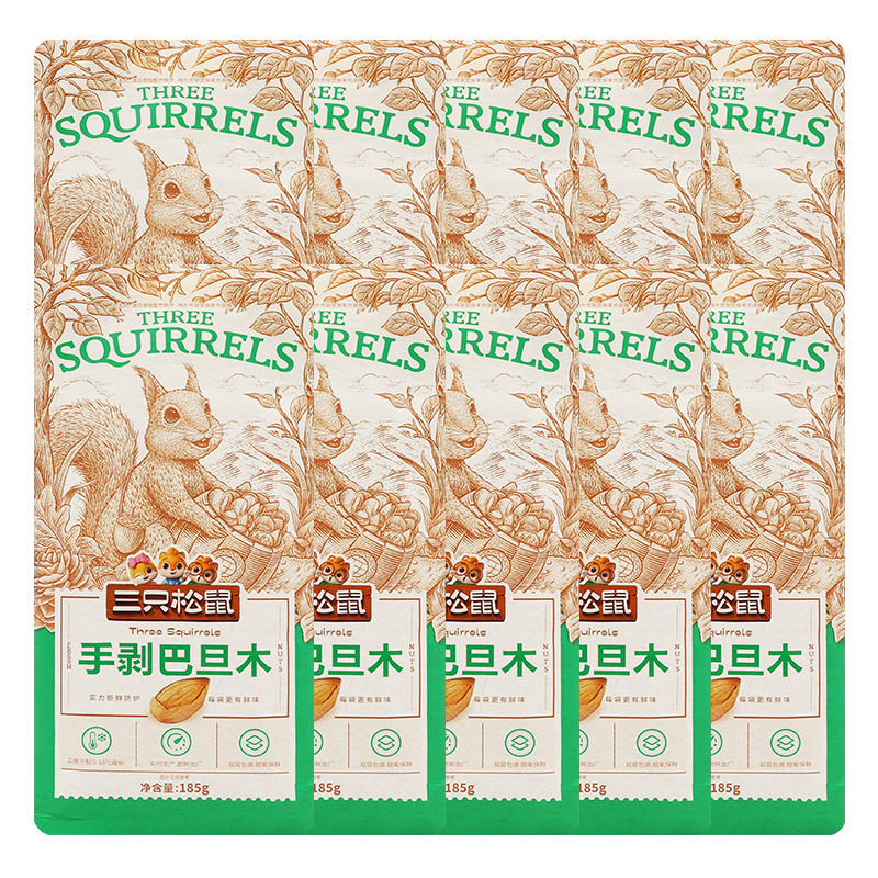 Three Squirrels Almonds 185G/Bag Casual Hand-Peeled Almond Snacks Nuts and Dried Fruits Crispy