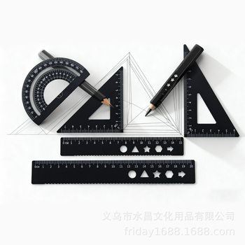 Aluminum Alloy Ruler Set for Primary School Students, Triangle Plate, Compass, Protractor, Triangle Ruler Set for Junior High School Students, High Appearance