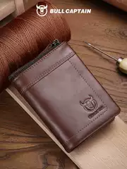 Captain Cow Leather Men's Short Leather Wallet Casual Multifunctional Card Album Driver's License Credit Card Coin Clip