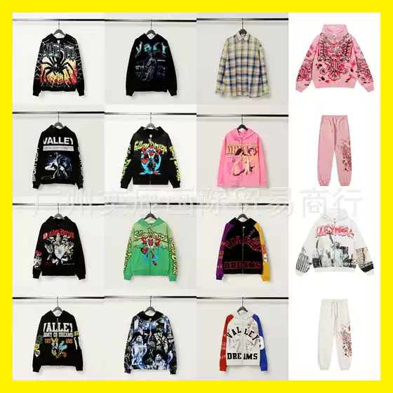 American-Style Trendy Brand Valley Washed Vintage Print Short-Sleeve T-Shirt Valeforever Hoodie Sweatshirt Long Pants