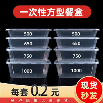 Rectangular Disposable Lunch Box, Take-Out Packaging Box, Transparent Thickeneded Lunch Box with Lid, Plastic Fast Food Box, Commercial Stall