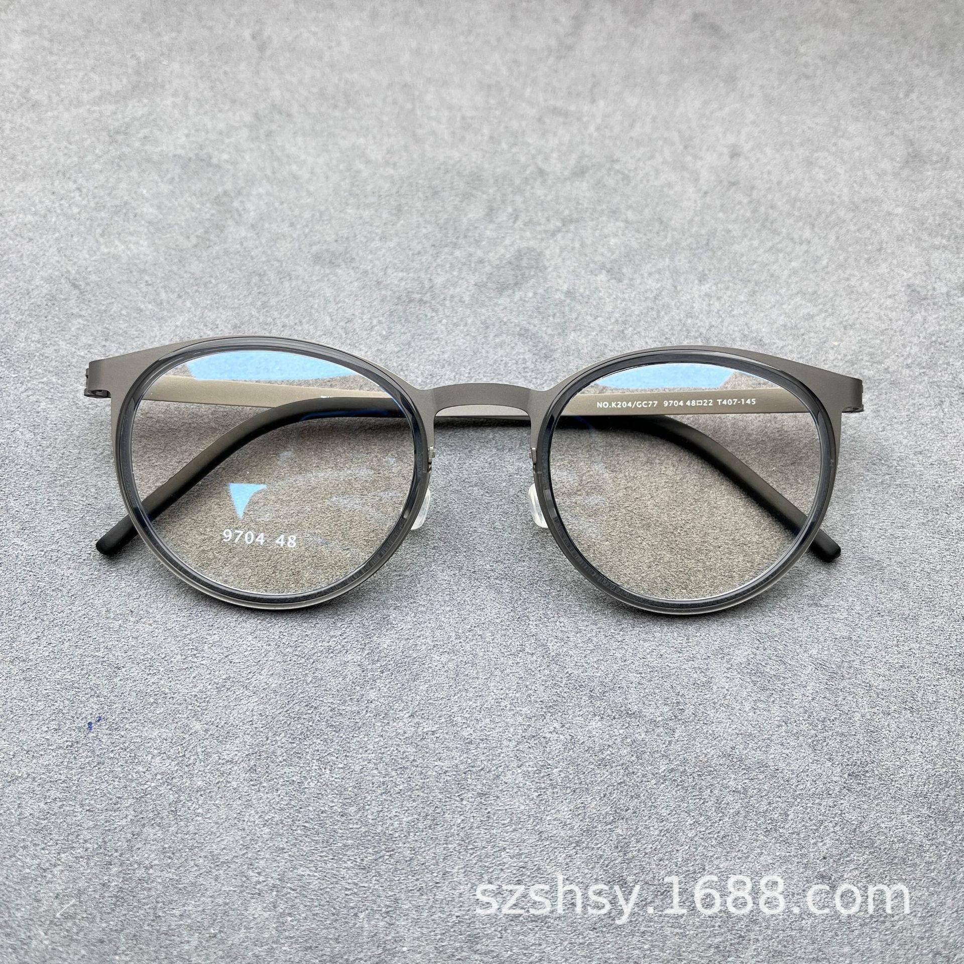 New 9704 Jiang Wen Xu Zheng Same Style Retro Screwless Pure Titanium Glasses Round Frame