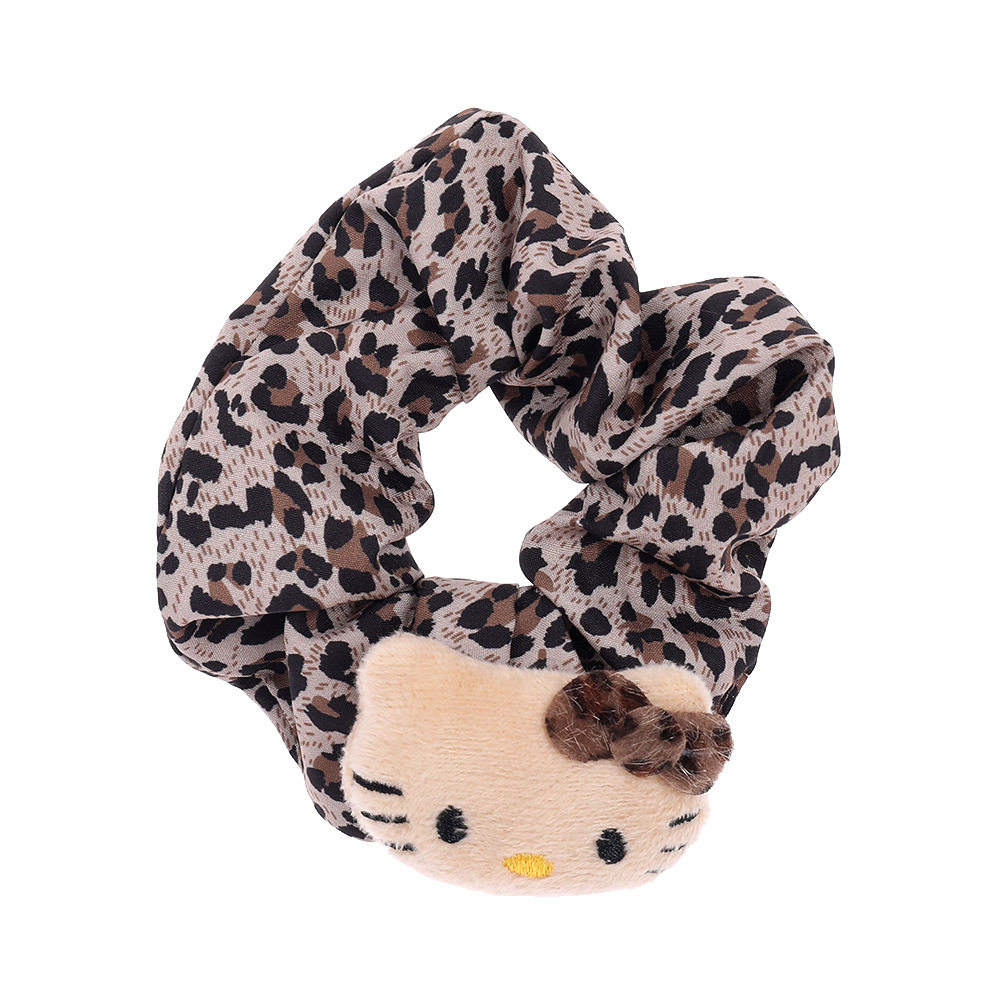 Trendy Autumn and Winter Leopard Print Cat Scrunchie for Girls, Ponytail Bun Hair Tie, Plush Hair Rope, Hair Accessory