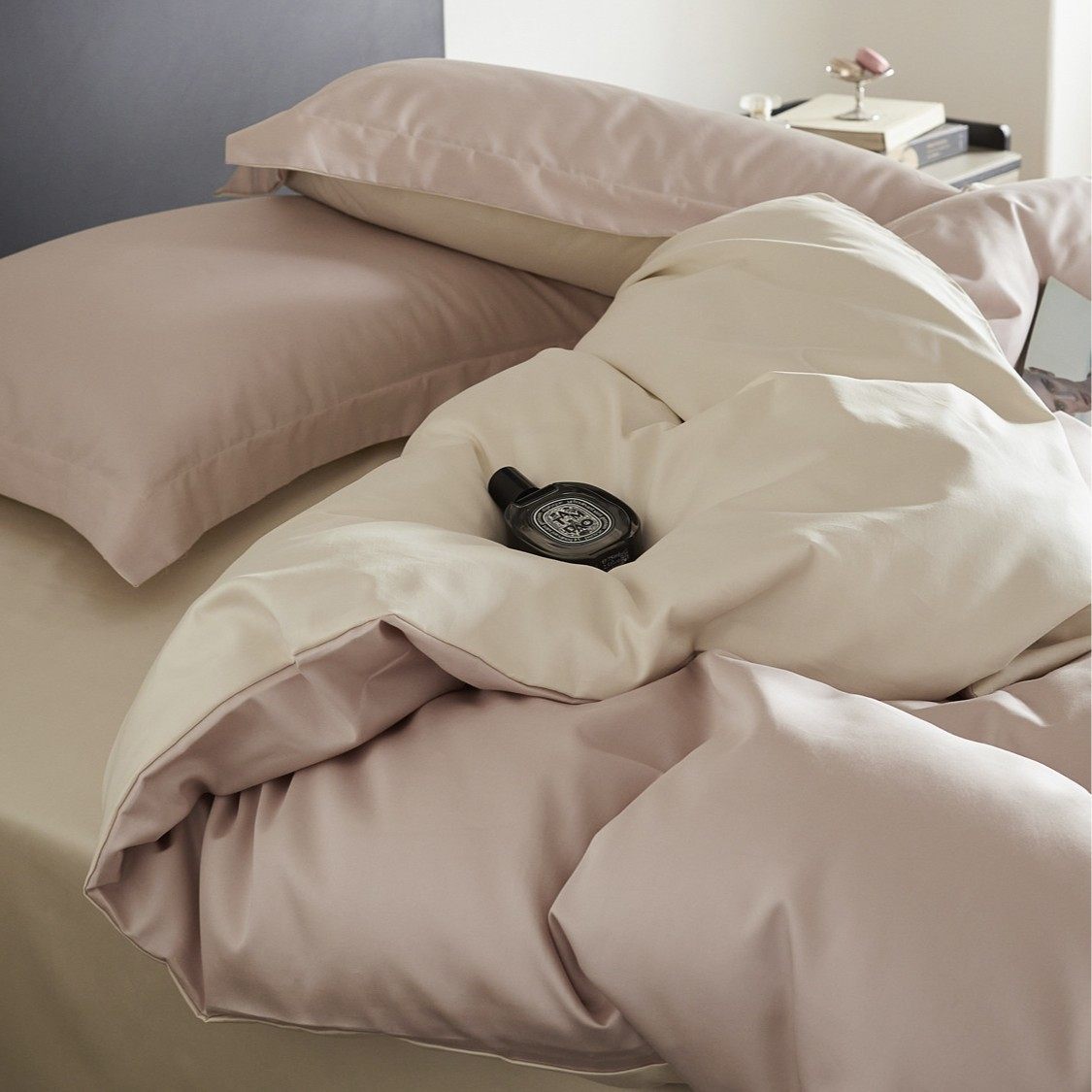 Class A Advanced Sense Simple Solid Color Double Pair 100 Long-staple Cotton Four-piece Set Cotton Pure Cotton Bed Sheet 4-piece Set