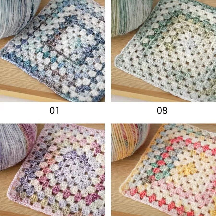 Wool Yarn Blended Gradient Fancy Yarn Spray Wool Yarn for Knitting Scarves, Hats, Dolls, Various Handmade Items, Exclusively for Live Broadcasts