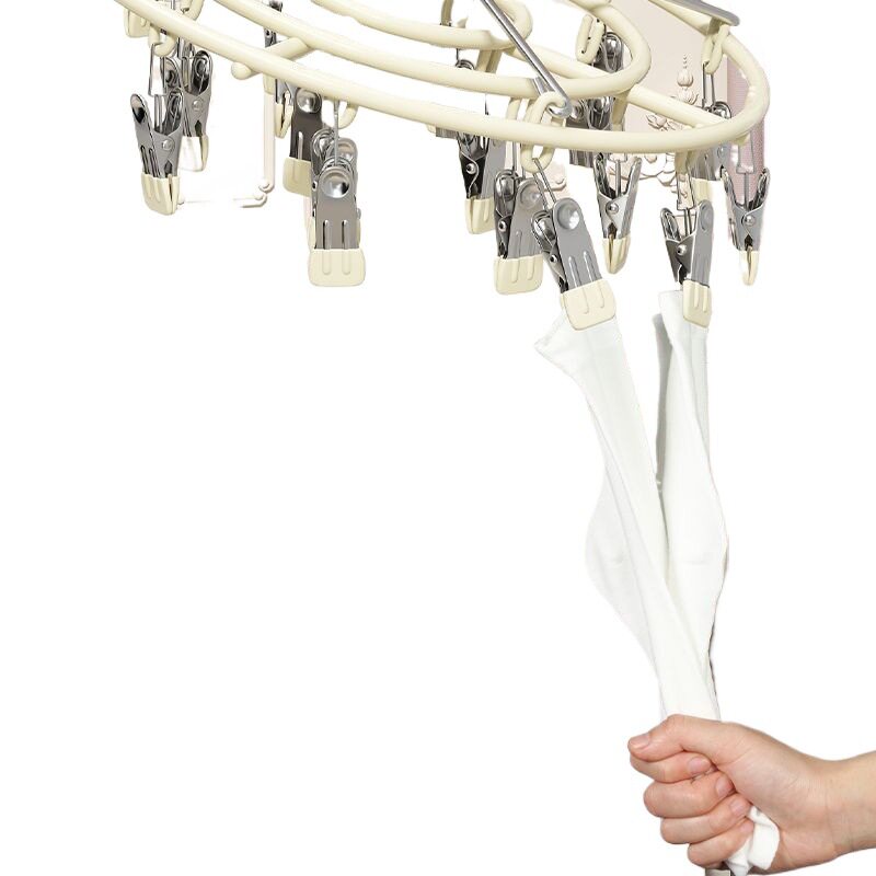 Sock drying rack multi-clip stainless steel underwear clip drying rack windproof balcony multifunctional inner hanger