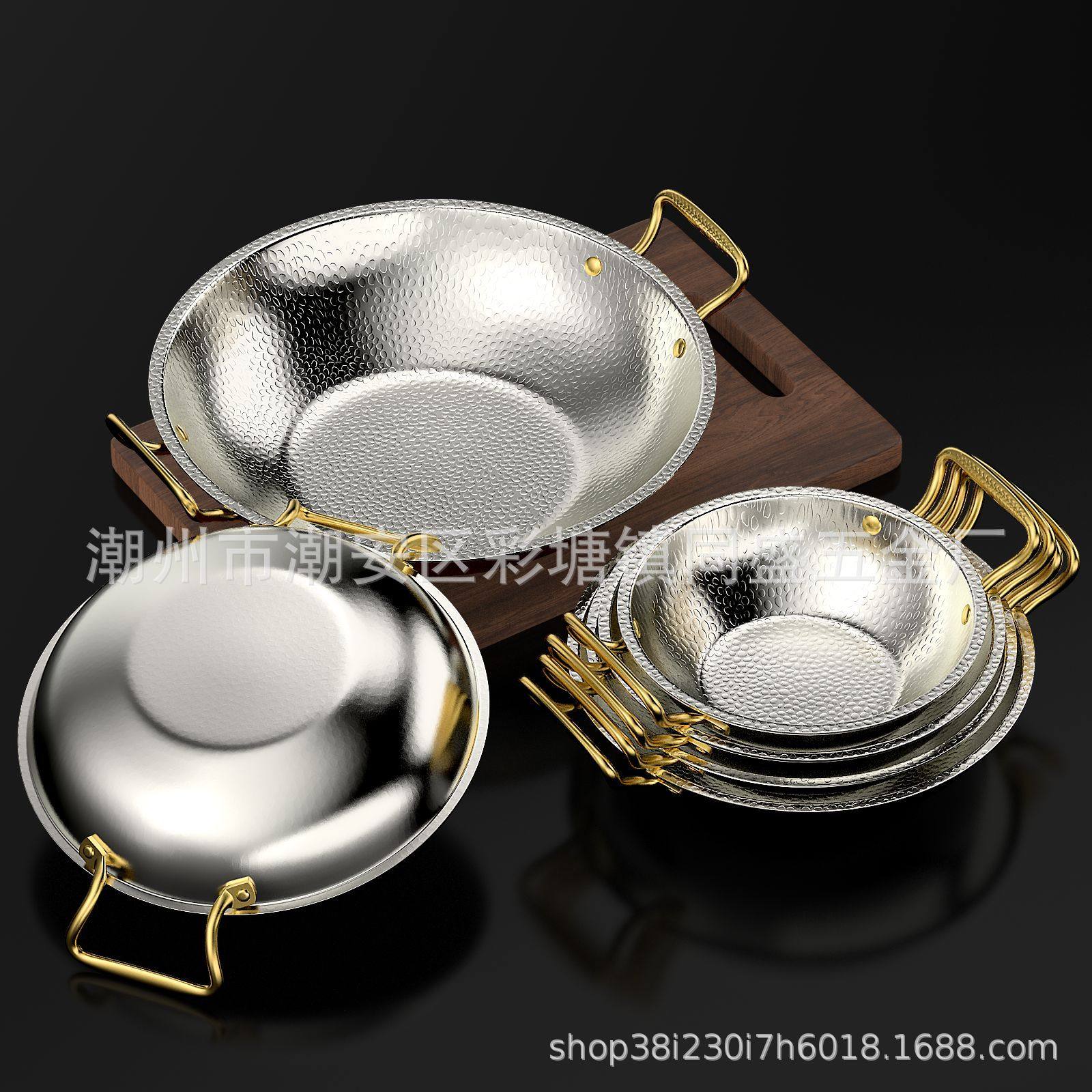 Commercial thickened stainless steel binaural dry pot lobster pot pot seafood soup pot small hot pot gas induction cooker universal