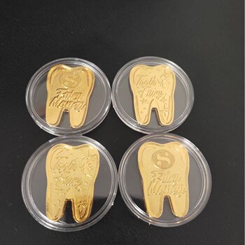 Milk Tooth Coin Special Shape Tooth Exchange Encourage Gift Tooth Fairy Commemorative Coin Tooth Exchange Collection Commemorative Foreign Trade Commemorative Medallion