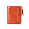 Genuine Leather Short Wallet Top Layer Oil Wax Cowhide Vintage Wallet Multi-Card Holder Vertical ID Card Bag Coin Pocket