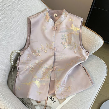 High-Quality Age-Reducing New Chinese-Style Buckle Retro National Trend Ethnic Style Heavy Embroidery Top Vest Cardigan Women's Jacket