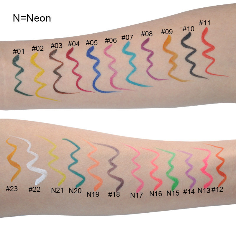 Cross-border pink 24-color LOGO-free non-blooming waterproof durable quick-drying cotton core eyeliner Eyeliner