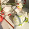 Apple Kitty Instant Noodle Bowl with Lid Ceramic Household Large Capacity Ins Snail Noodle Bowl High Temperature Resistance and High Value