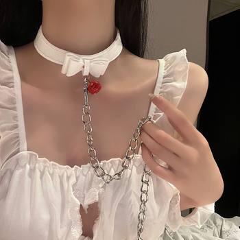Cross-border Choker Bow Bell Necklace Women's Collar Necklace Sexy Necklace with Traction Rope necklace