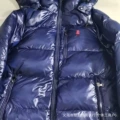 Navy blue glossy down jacket