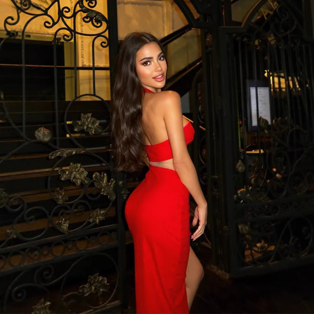 Asymmetrical Evening Dress Fashionable Slant Shoulder Hollow Back Bodycon Fit Ideal for Red Carpet Events Wholesale