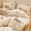 Winter Double-Sided Thickeneded Milk Coral Velvet Quilt Cover Single Piece Fleece-Lined 150X200 Flannel Quilt Cover Three or Four Piece Set
