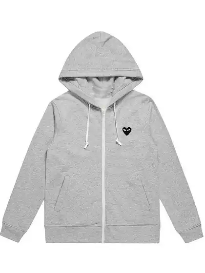 Japanese-Style Trendy Polyester Zip-Up Hoodie Heyplay Heart Jacket Unisex Autumn Winter Christmas Couple Style