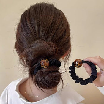 Leopard print round ball hair ring women's 2024 new high-end head rope ball head simple temperament rubber band hair rope hair accessories