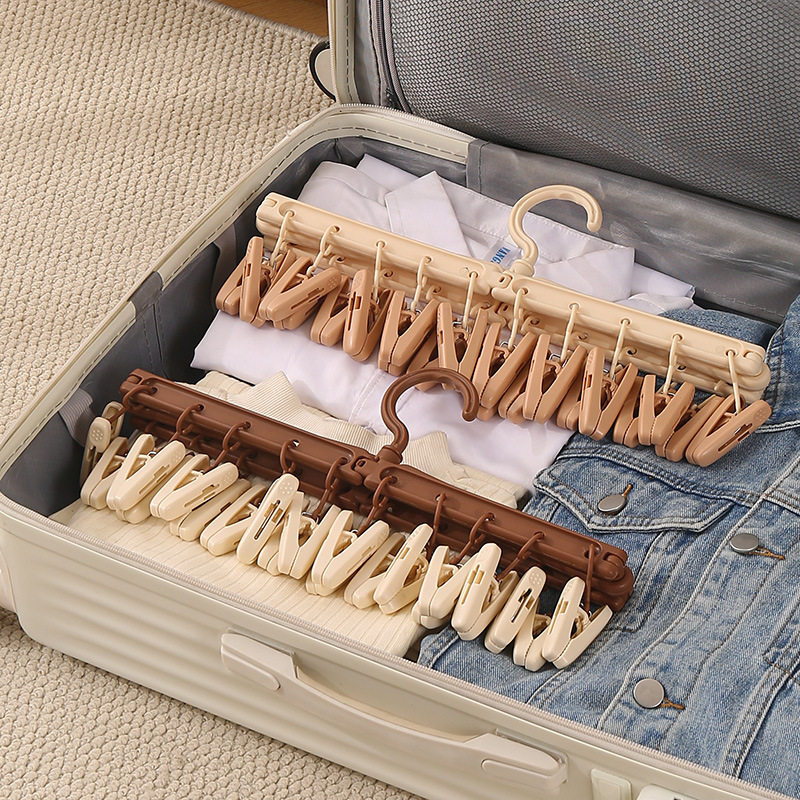 Portable Travel Folding Sock Clip for Home Use, Multi-Head Dormitory Balcony Clothes Drying Rack, Underwear Drying Clip, Windproof Clip