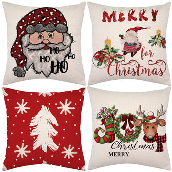 New cross-border Amazon Christmas pillow case linen single-sided holiday party Christmas pillow can be made