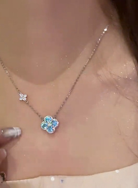 微镶锆石幸运花朵项链女轻奢小众经典锁骨链配饰颈链choker