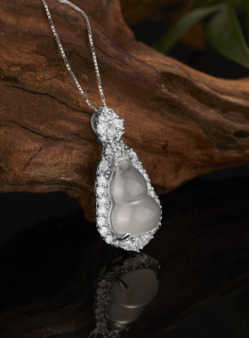 小红薯天然玉髓葫芦吊坠s925纯银首饰银镶玉新中式国风福禄葫芦女