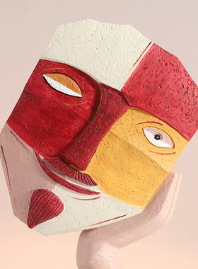 INS北欧风抽象人脸艺术摆件树脂工艺品创意客厅酒柜装饰摆设