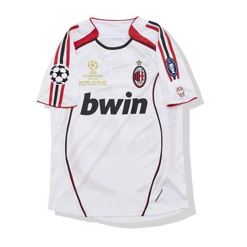 0607 Retro AC Milan Jersey Champions League Final Edition No. 22 Kaka Away Short Sleeve AC Football Jersey Inzaghi