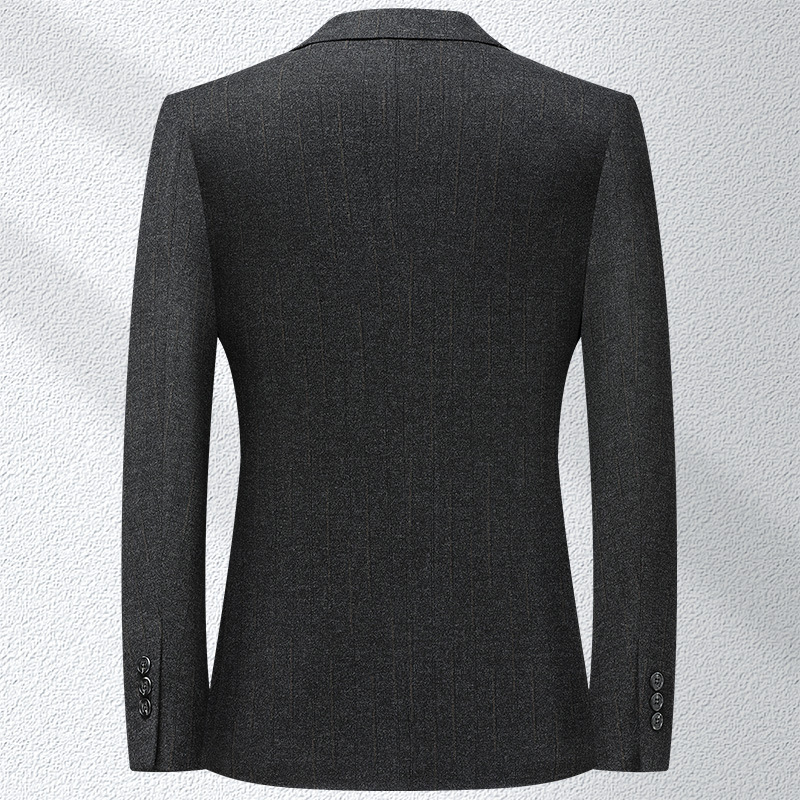 Áo vest nam sọc đen xám dáng ôm, chất liệu nylon co giãn, chống nhăn — Sọc đen xám