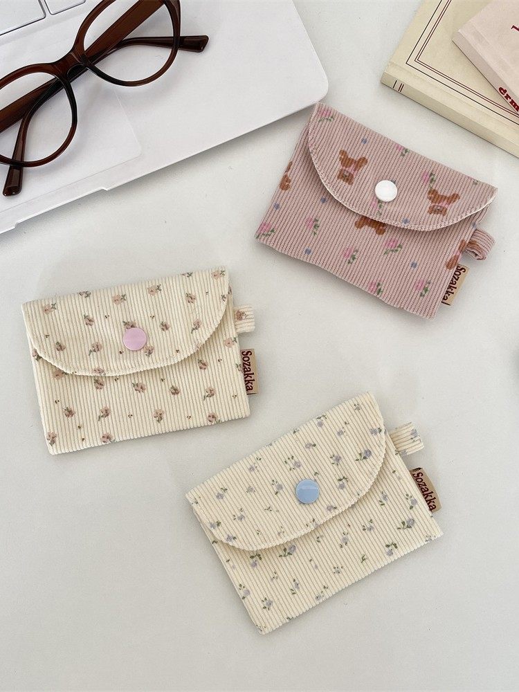 511242 Corduroy Small Coin Purse Card Holder Coin Storage Student Wallet Card Holder Id Card Bag