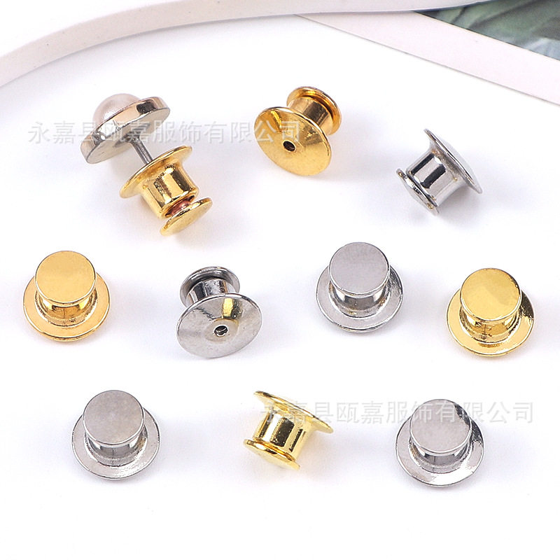 in stock wholesale metal butterfly buckle diy metal card cap rubber card cap clothing decorative brooch buckle accessories nail-free