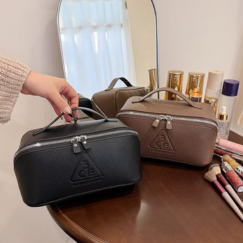 PU Makeup Bag Women's Large Capacity New Niche Waterproof Portable Travel Partition Toiletries Storage Bag