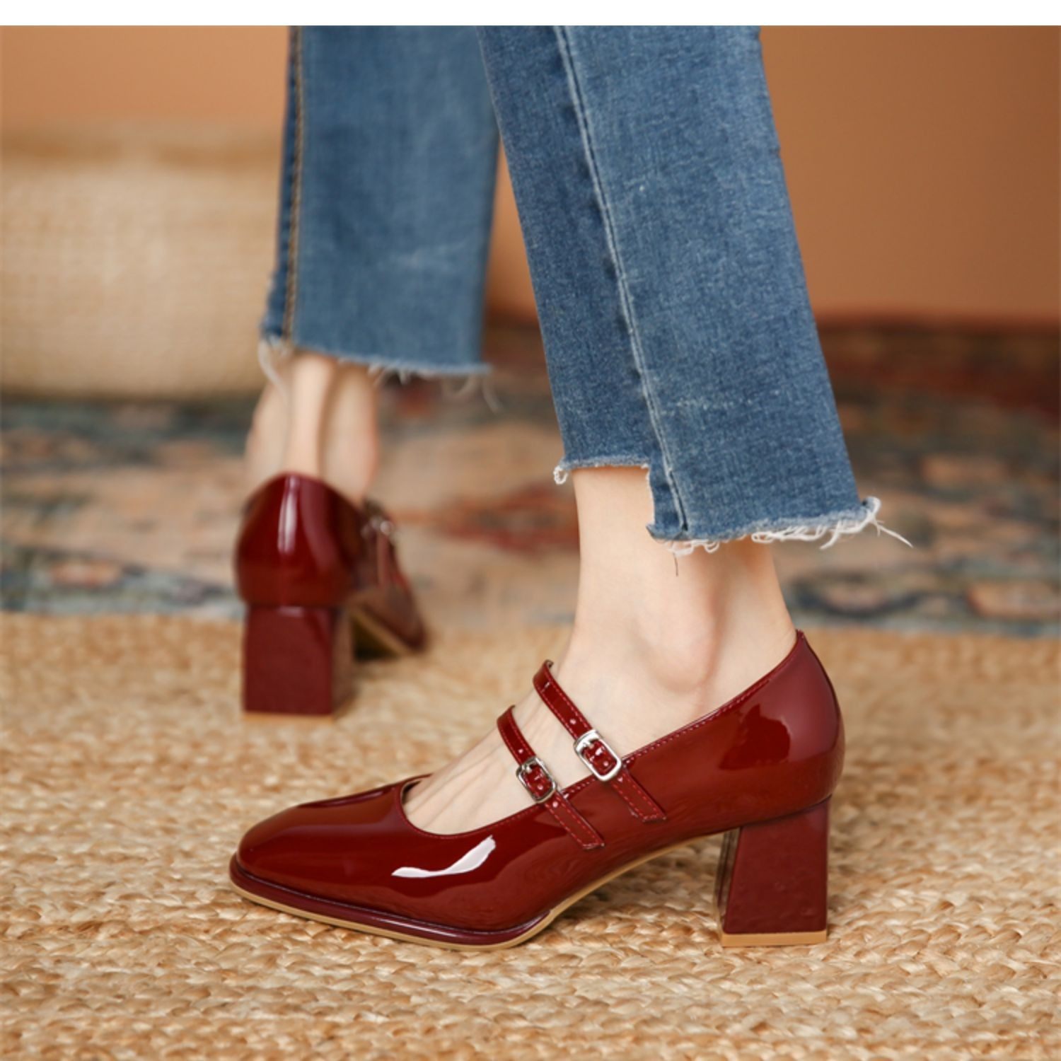 High Heels Women's Burgundy New Chinese Style Versatile Bridesmaid Shoes